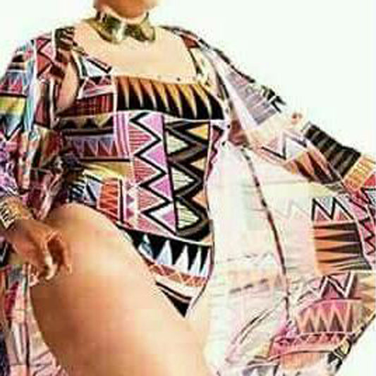 Sexy Triangle One-Piece Printed Two-Piece Swimsuit for Women