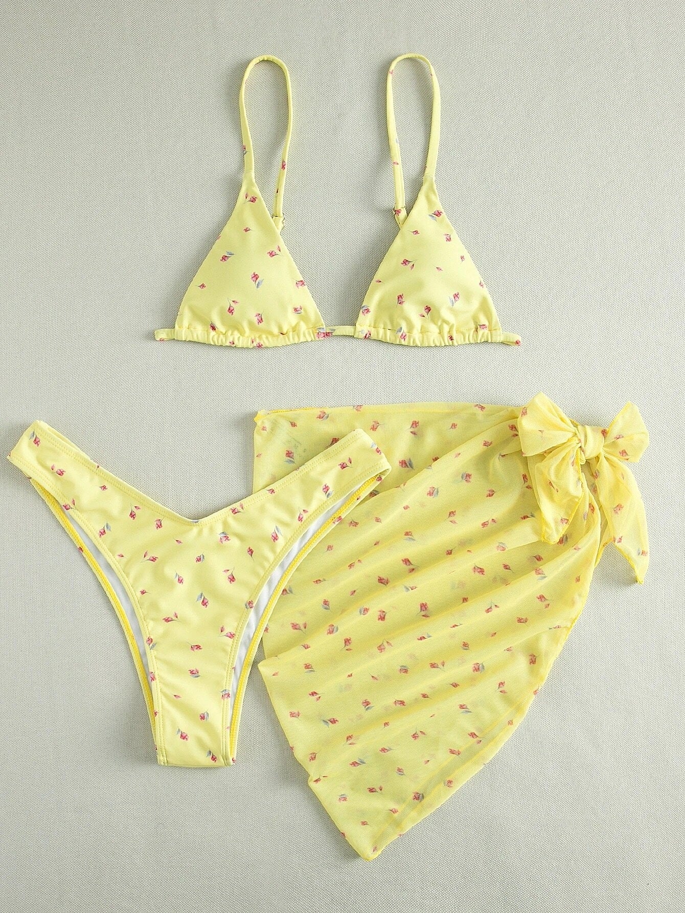 Women’s Beach Style Printed Swimsuit Three Piece Set