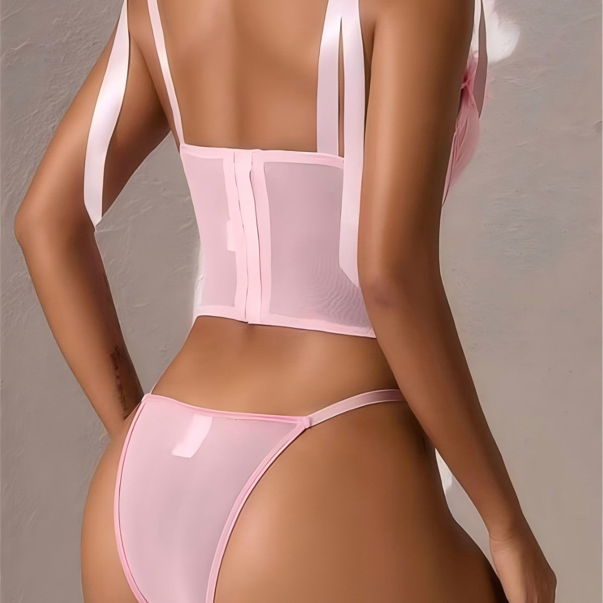 3D Flower Fishbone Push-Up Lingerie Set