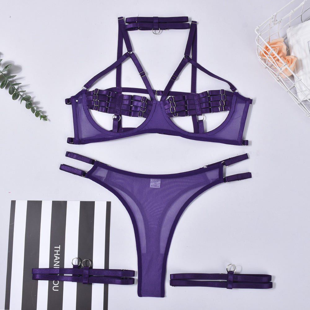 Women’s European Style Open Cup Erotic Lingerie Set