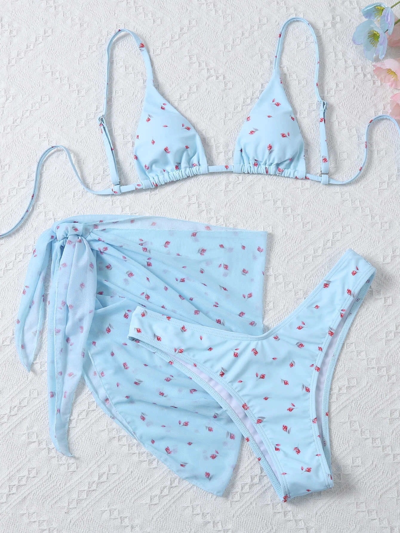 Women’s Beach Style Printed Swimsuit Three Piece Set