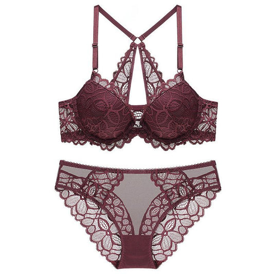 Lace Back Bra and Matching Panty Lingerie Set