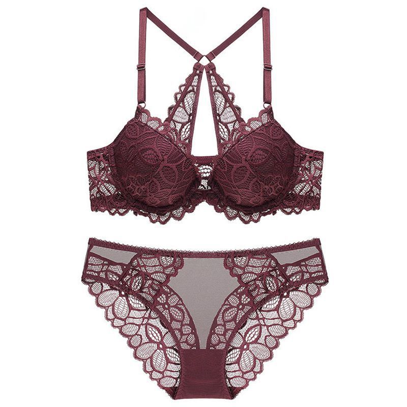 Lace Back Bra and Matching Panty Lingerie Set
