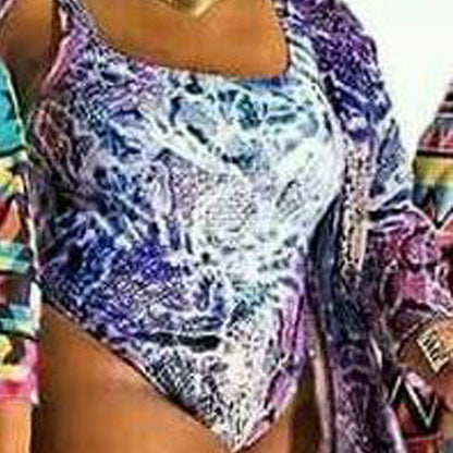 Sexy Triangle One-Piece Printed Two-Piece Swimsuit for Women