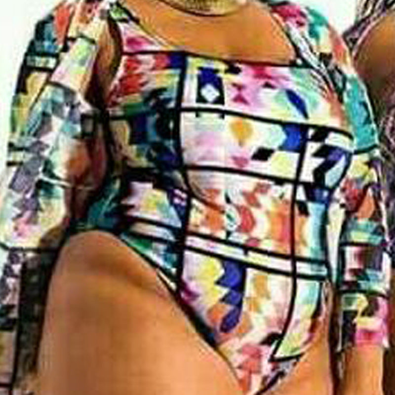 Sexy Triangle One-Piece Printed Two-Piece Swimsuit for Women