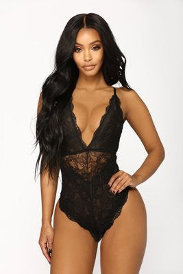 Women’s Sexy Black Lace Up One Piece Erotic Lingerie