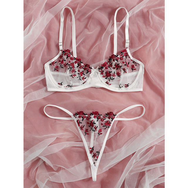Romantic Sheer Embroidered Lingerie Set