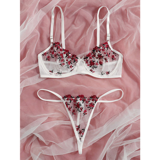 Romantic Sheer Embroidered Lingerie Set