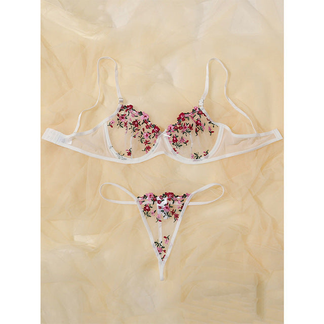 Romantic Sheer Embroidered Lingerie Set