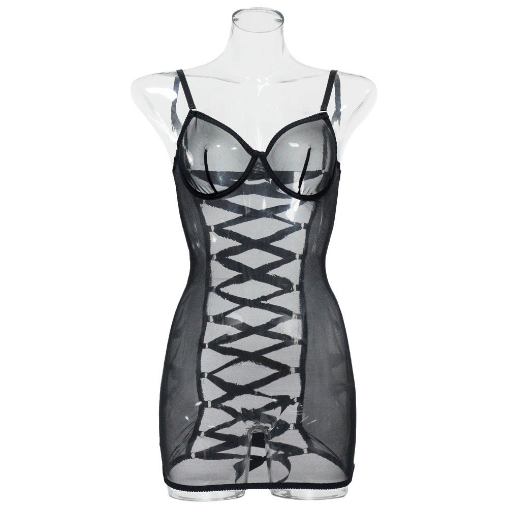 Steel Ring Mesh Backless Corset Top