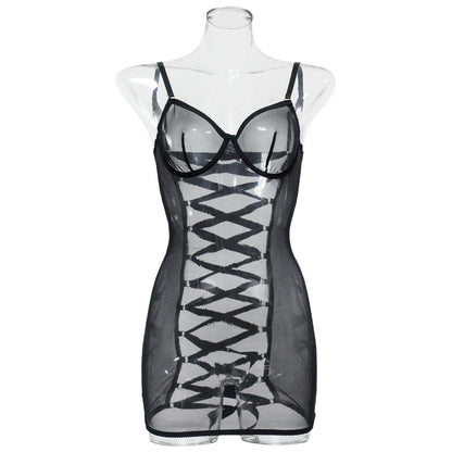 Steel Ring Mesh Backless Corset Top