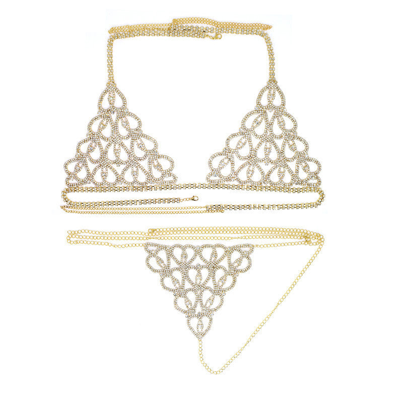 Rhinestone Body Chain Luxury Lingerie Set