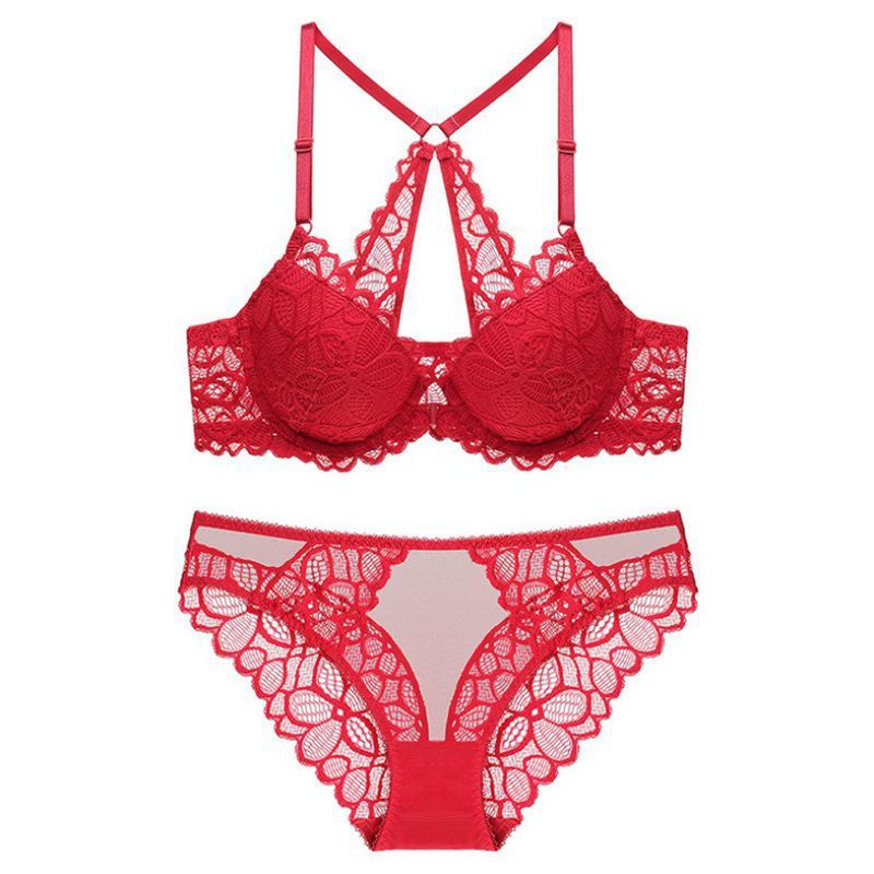 Lace Back Bra and Matching Panty Lingerie Set