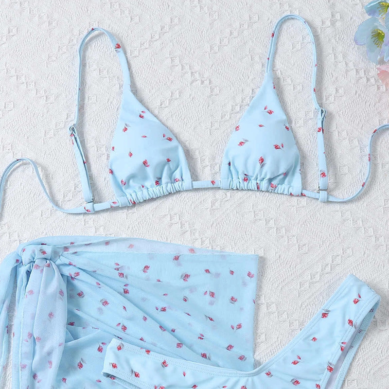 Women’s Beach Style Printed Swimsuit Three Piece Set