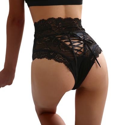 Women’s Sheer Cutout Mesh Panties with Lace Trim