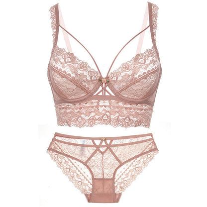 Ultra-Thin Transparent Lace Bra and Panty Set