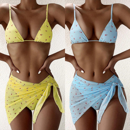 Women’s Beach Style Printed Swimsuit Three Piece Set