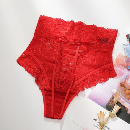 Women’s Sheer Cutout Mesh Panties with Lace Trim