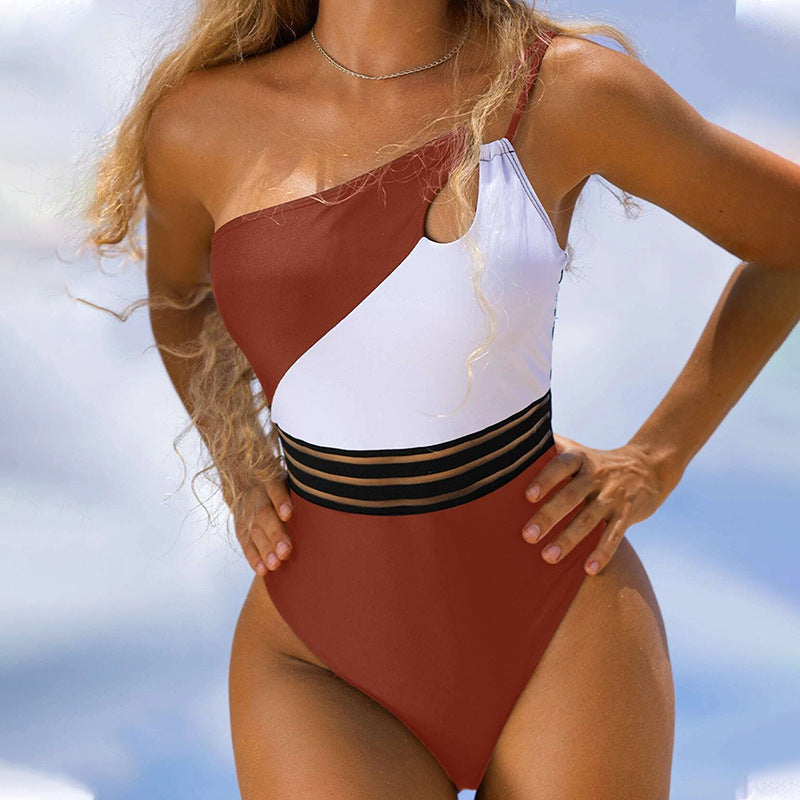 Women's Mesh Panel One-Piece Swimsuit