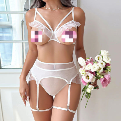 Four-Piece Bra and Garter Underwear Lingerie Set