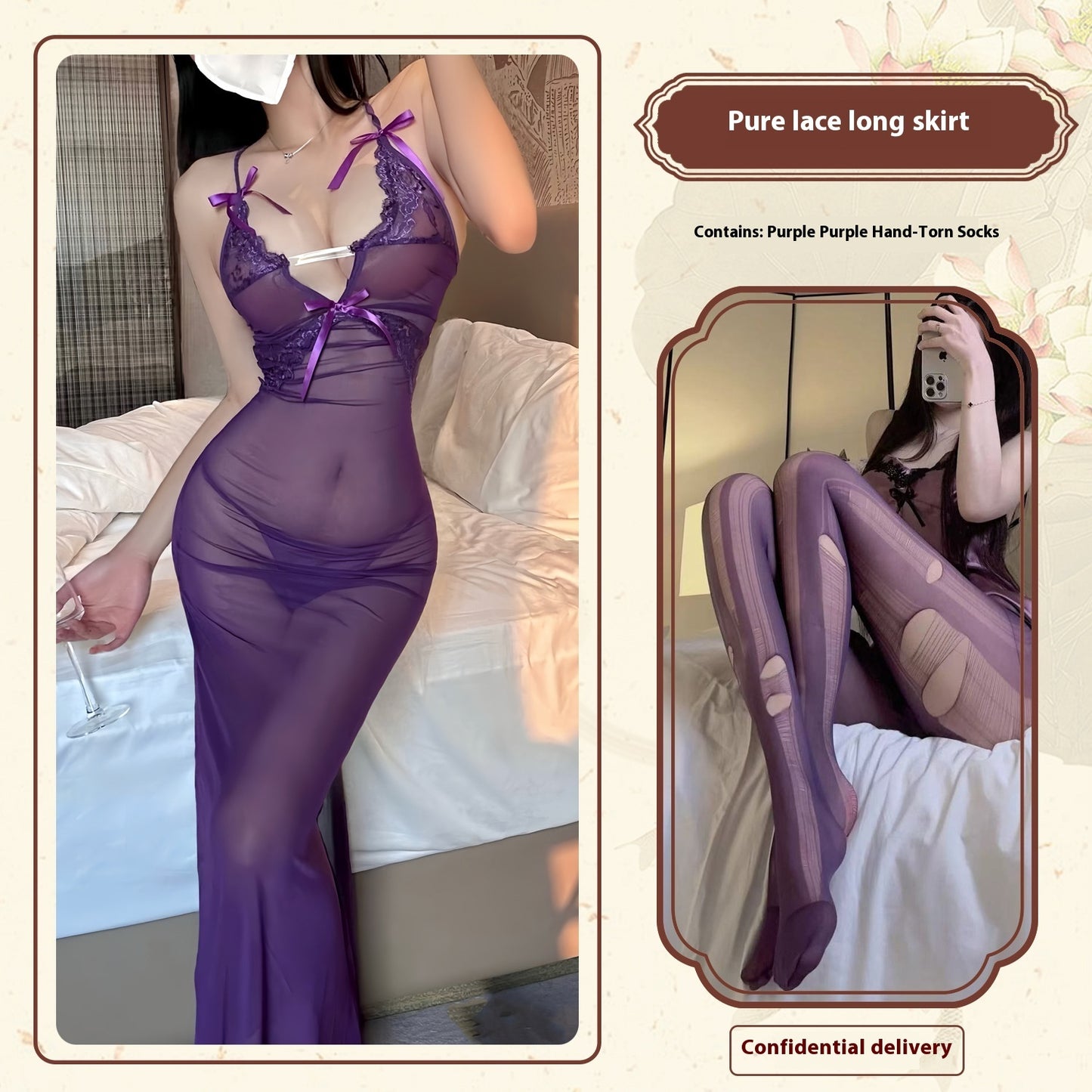 Lace Mesh Transparent Sexy Lingerie Dress