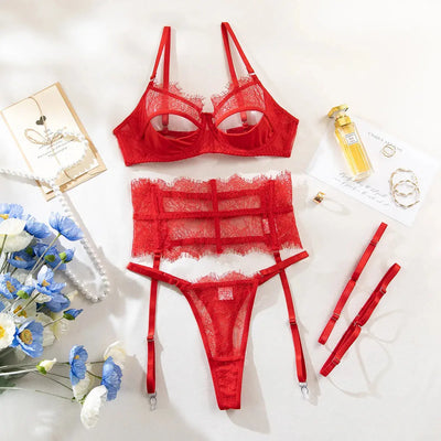 Exotic Lace Boning Lingerie Set