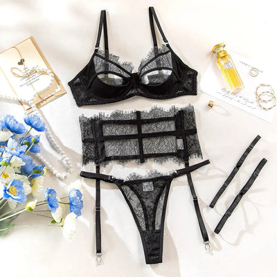 Exotic Lace Boning Lingerie Set