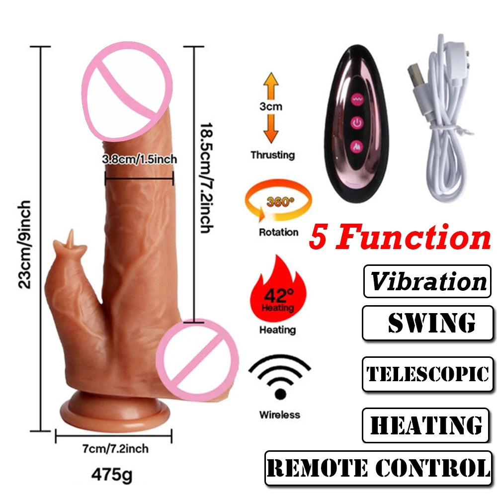 Realistic Heated Dildo & Anal Vibrator