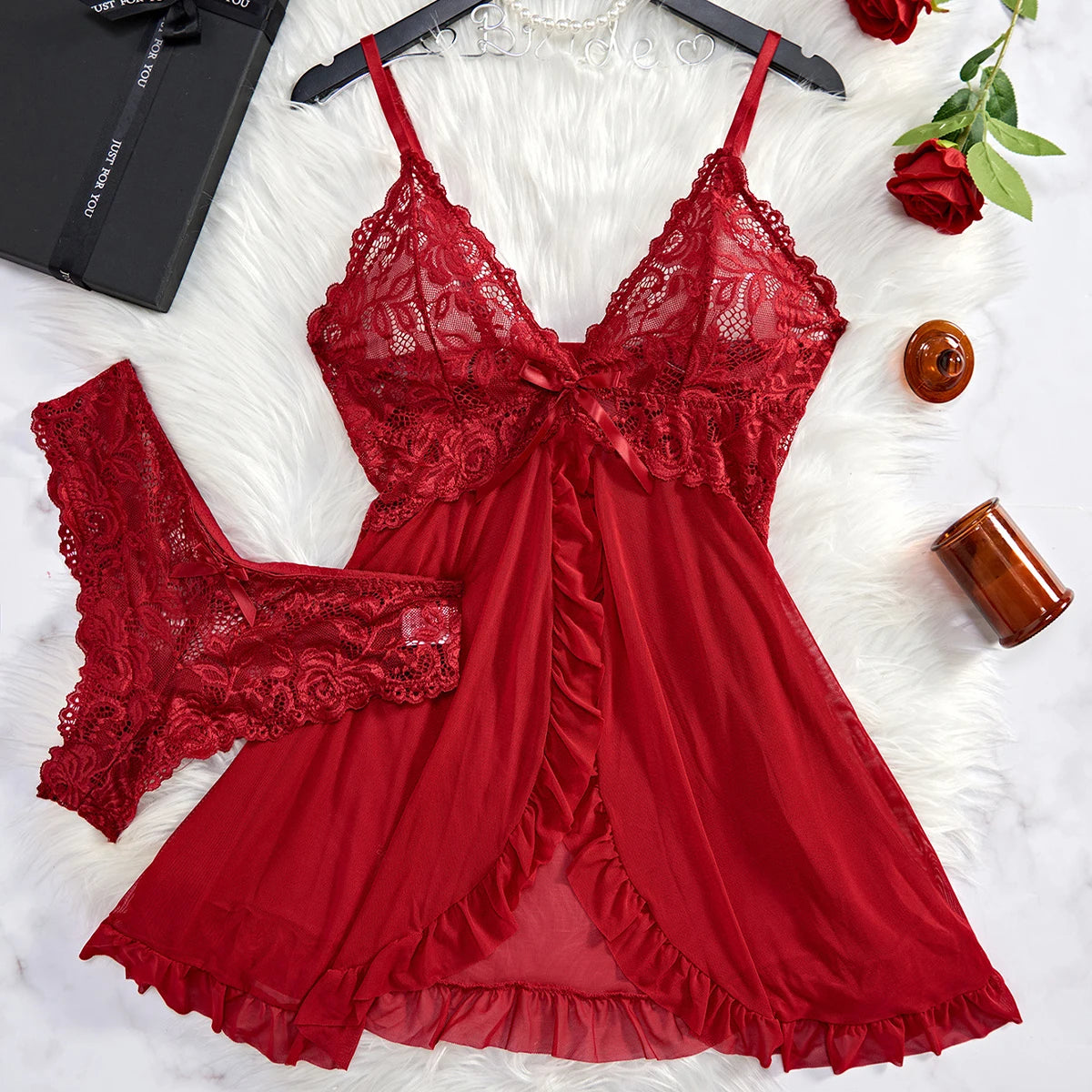 Red Lace Lingerie Set