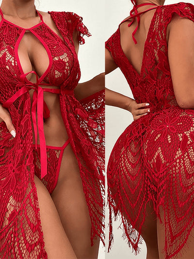 Sexy Lace Three-point Sexy Lingerie See-through Temptation Sexy Suit