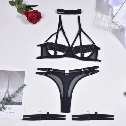 Women’s European Style Open Cup Erotic Lingerie Set