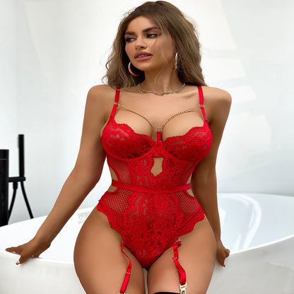 Lace See-Through Sling Lingerie Jumpsuit