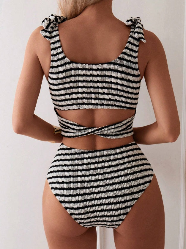 Women’s Black Two-Piece Casual Bikini Swimsuit