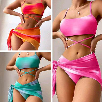 3pcs Tie Dye Bikini with Skirt