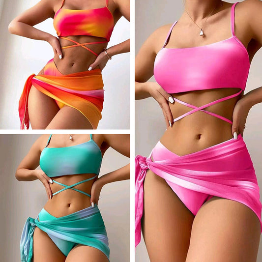3pcs Tie Dye Bikini with Skirt